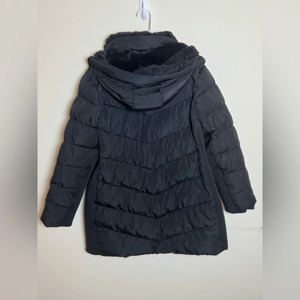 Andrew Marc‎ Ladies' Walker Jacket Black Mixed Media Hooded Puffer